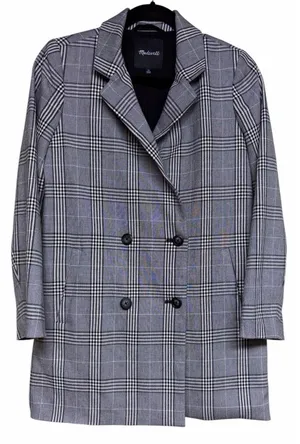 Madewell‎ Caldwell Double-Breasted Oversized Blazer Black/White Plaid Women's XS thumbnail 1