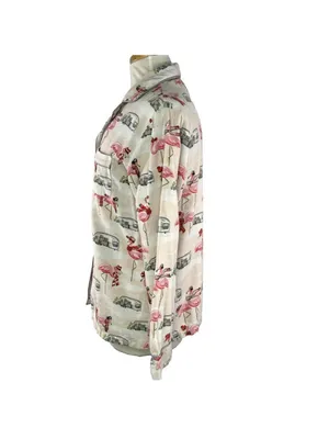 Nick and Nora Sz Small Pajama Set Womens Pink Drawstring Pockets Camper Flamingo thumbnail 9