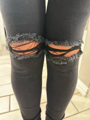 American Eagle black ripped jeans super hi-rise jegging thumbnail 2