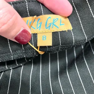NWT VRG GRL V400302-8 Black Pinstripe Pants Size 8 Mob Wife Retro thumbnail 7