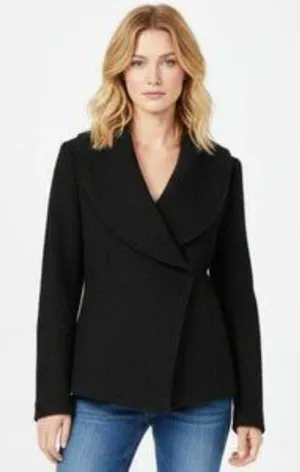 Zara 100% Boiled Wool Cropped Long Sleeve Jacket M thumbnail 1