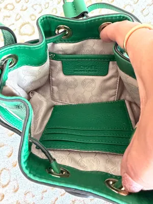 Michael Kors Bucket Bag Leather Mini Crossbody Esmerald Green Women's thumbnail 6