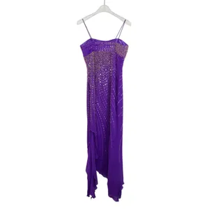 Party Time Y2k Vintage Prom Dress Purple Sequin Rhinestone Evening Gown 4 Small thumbnail 5