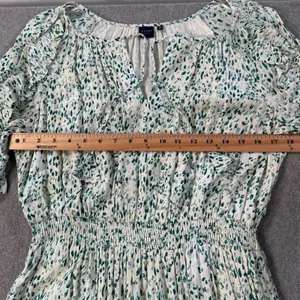 Kaari Blue Handkerchief Hem Midi Dress Women's Large Elastic Waist Ruffle Green thumbnail 6