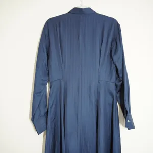 J. Crew Size 4 Maxi Length Shirt Dress Navy Blue Herringbone Stripe Preppy thumbnail 8