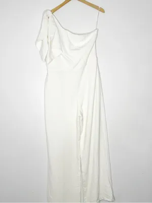 Dress the Population Tiffany One Shoulder Jumpsuit White XXL NWT thumbnail 2