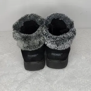 Khombu Jessica suede leather faux fur black ankle booties boots sz 7 thumbnail 6