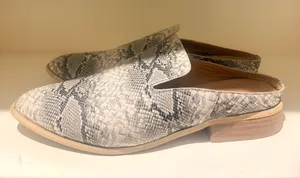 Nova Snake-Print Slip-On Mule in Cream and Gray thumbnail 1