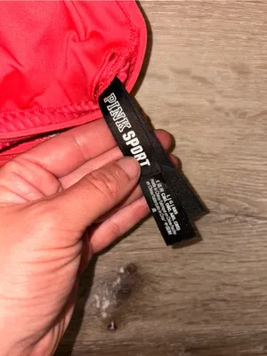 PINK Victoria's Secret Coral Ribbed Strappy Sports Bralette thumbnail 3