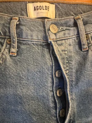 AGOLDE Riley High-Rise Straight Distressed Jeans Wash Medium Size 24 EUC thumbnail 3