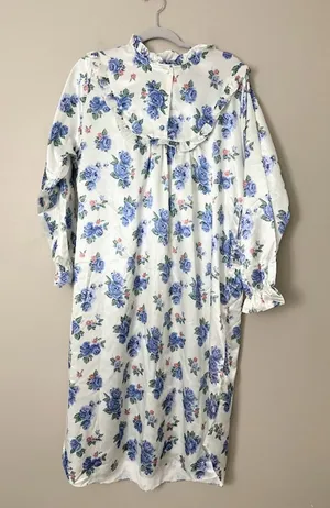 Vintage Sarah Morgan Satin Maxi Nightgown‎ Womens M Cottagecore Floral Granny thumbnail 1