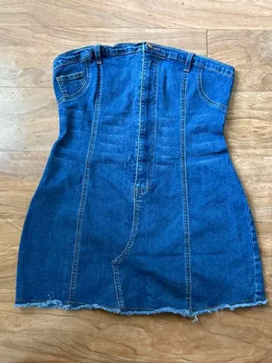 Strapless Denim Mini Dress thumbnail 1