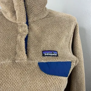 PATAGONIA Re-Tool T-Snap Pullover Sz S Tan Brown Blue Fleece Sweater Half-Snap thumbnail 4