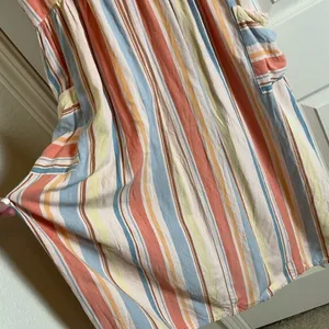 a.n.a Striped Linen Blend Midi Dress Open Back Pockets Women’s Size M thumbnail 6
