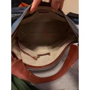 Dooney & Bourke Womens Hobo Bag Navy Blue Pebbled Leather Classic Zip Pockets thumbnail 5