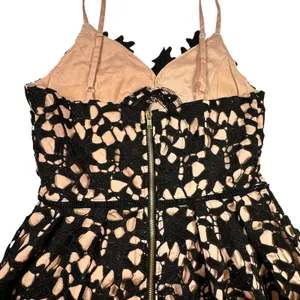 Blush Noir Black Lace Fit Flare Mini Dress Womens Small LBD Whimsigoth Coquette‎ thumbnail 8