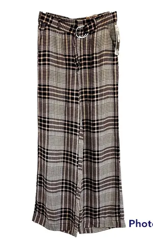 Rewash Burgundy Plaid Fashion Wide Leg Pants. Size Medium. NWT thumbnail 1