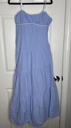 BILLY J Baby Blue Tiered Maxi Dress Size 14‎ Lined Summer Sundress thumbnail 1