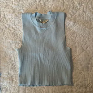 Light Blue Sleeveless Ribbed Top thumbnail 1