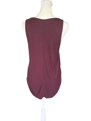 LOFT Outlet plum sheer-like v-neck sleeveless tank top women's size Small thumbnail 4