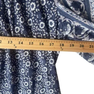 Lucky Brand Women's Size‎ Medium Blue Boho Floral Soft Modal 3/4 Sleeve Blouse thumbnail 7