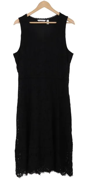 Isaac Mizrahi Live! Dress Womens L A-Line Black Floral Lace Sleeveless Excellent thumbnail 1