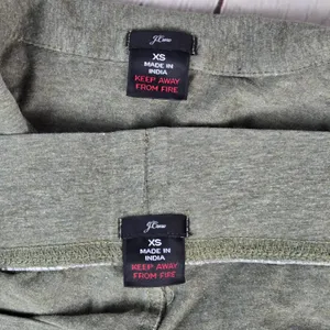 J. Crew Dreamy long-sleeve cotton pajama set XS Olive Green Pink Piping AC318 thumbnail 6