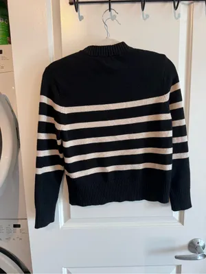 a new day Black and Cream Striped Crewneck Sweater thumbnail 3