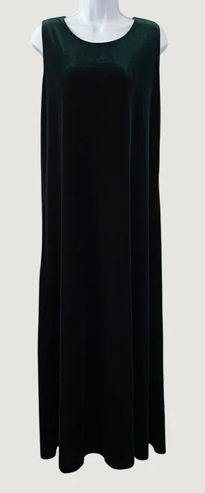 Coldwater Creek Green Velvet Maxi Dress Large Whimsigoth Fairy Dark‎ Feminine thumbnail 1