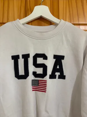 1897 Size Medium White USA Crewneck Sweatshirt thumbnail 3