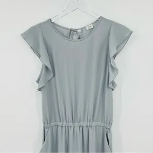 Aritzia Wilfred fleurette jumpsuit womens M ruffle sleeve cropped wide leg gray thumbnail 4