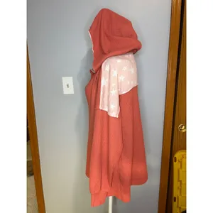POL Womens‎ Waffle Knit Star Print Contrast Hoodie Terracotta Orange boho thumbnail 3