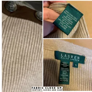 Lauren Ralph Lauren Oatmeal & Brown Ribbed Knit Top With Elbow Patches (Xl) thumbnail 9