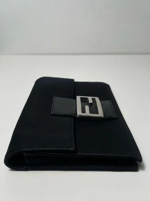 Fendi FF Logo Black Canvas Zucca Baguette Shoulder Flap Crossbody Bag Clutch thumbnail 8
