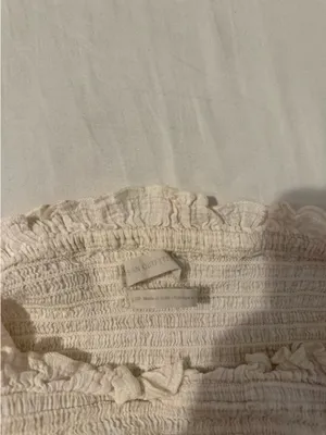 Urban Outfitters Smocked Cream Tube Top with Ruffle Detail thumbnail 3