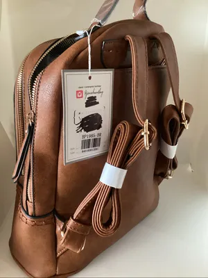 Jen & Co Brown Marty Vegan Backpack bag. thumbnail 10