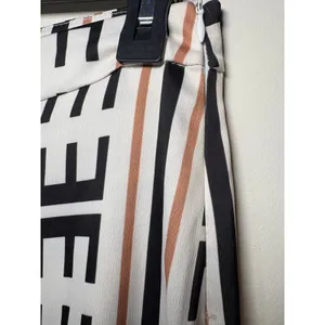 fab'rik Wide Leg Pants White Black Brown Geometric Stripe Designer Chic Small thumbnail 4