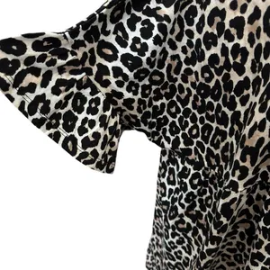 Asos Design Leopard Print Tiered‎ Babydoll Mini Dress Size 12 Ruffle Sleeve thumbnail 4