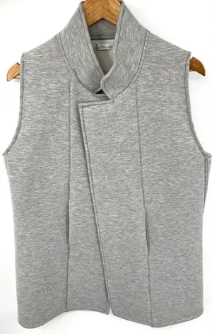 Peter Millar women’s gray jersey knit sleeveless open front vest size XL thumbnail 1