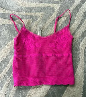 Anthropologie bright pink lace trim cami tank top XXS/XS thumbnail 1
