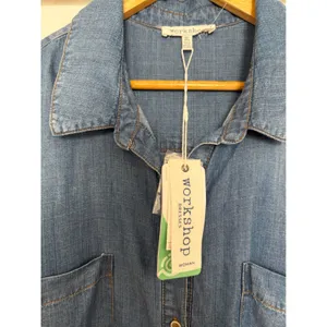 Workshop Woman Tencel Denim Shirt Dress Blue Frayed Hem Plus Size 2X NWT thumbnail 5