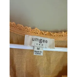 Umgee Mustard Yellow Embroidered Floral Babydoll Dress Boho Lace‎ Mini Medium thumbnail 2