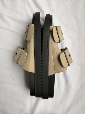 Madden NYC Double Buckle Slide Sandals Beige Black Size 9 thumbnail 4