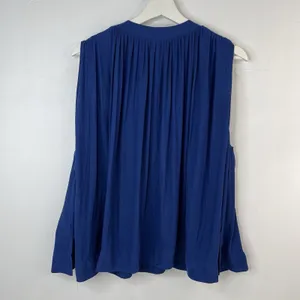 Free People Small Tank Top Pleated Back Boho V-Neck Oversized Royal Blue thumbnail 9