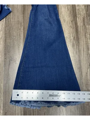 Judy Blue Super Flare Jeans Women’s 1/25 Blue Raw Hem High Rise Boho Retro thumbnail 8