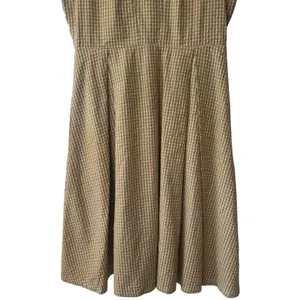 mo:vint Yellow Grey‎ Checkered Square Neck Midi Dress Summer Cottagecore L thumbnail 5