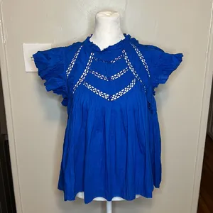 Tuckernuck Sea New York Aqua Paco Solid Flutter Sleeve Top NWT Size Small thumbnail 8