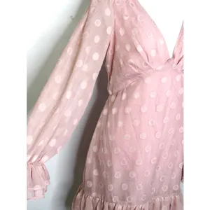 Lulus Just Spotted Dot Jacquard Ruffled Mini Dress thumbnail 3
