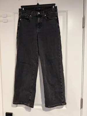 Banana Republic Premium Denim High Rise Wide Leg Crop Jean Women's US 25 Black thumbnail 5