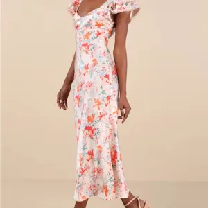 Elegant Floral Print Lulus Midi Dress thumbnail 4